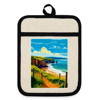 Devon West Country Vintage Travel Poster Souvenir - Pot holders with rubber back - linen/black  - Front