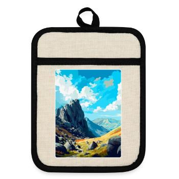 Glyder Fach Wales Uk Vintage Reiseposter WPA Kunst - Topflappen mit Gummirückseite - Leinen/Schwarz  - Vorne