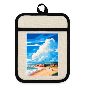 Filey England Uk Vintage Reiseplakat Souvenir - Topflappen mit Gummirückseite - Leinen/Schwarz  - Vorne