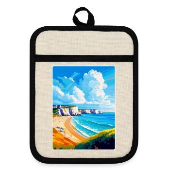 Dover England Uk Vintage Reiseplakat Souvenir - Topflappen mit Gummirückseite - Leinen/Schwarz  - Vorne