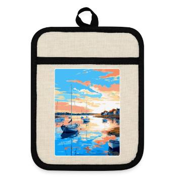 Poole Harbour England Uk Vintage Reiseposter WPA - Topflappen mit Gummirückseite - Leinen/Schwarz  - Vorne
