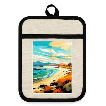Isle Of Harris Schottland Vereinigtes Königreich Vintage Reiseposter - Topflappen mit Gummirückseite - Leinen/Schwarz  - Vorne