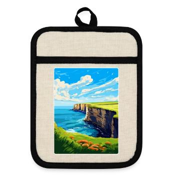Bempton Cliffs England Uk Vintage Travel Poster - Pot holders with rubber back - linen/black  - Front