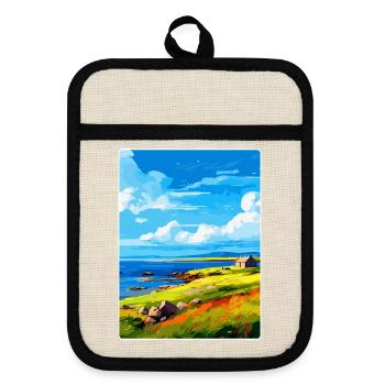 Isle Of Shapinsay Scotland Uk Travel Poster WPA - Pot holders with rubber back - linen/black  - Front