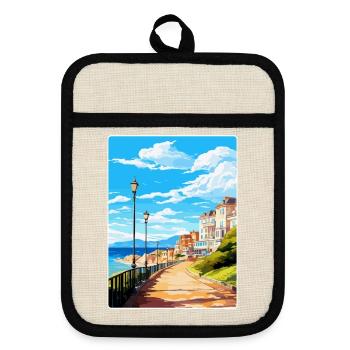 Llandudno Wales Uk Vintage Reiseplakat Souvenir - Topflappen mit Gummirückseite - Leinen/Schwarz  - Vorne