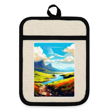 Isle Of Skye Schottland UK Vintage Reiseposter WPA - Topflappen mit Gummirückseite - Leinen/Schwarz  - Vorne