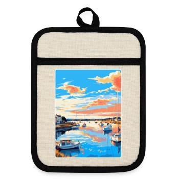 Poole Harbour England Uk Vintage Reiseposter WPA - Topflappen mit Gummirückseite - Leinen/Schwarz  - Vorne