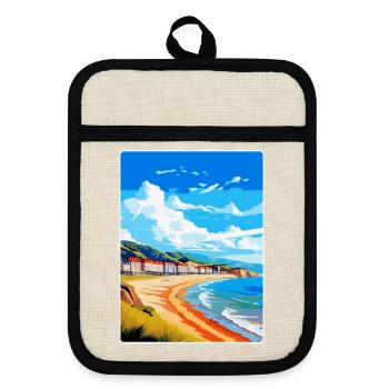 Llandudno Wales Uk Vintage Reiseplakat Souvenir - Topflappen mit Gummirückseite - Leinen/Schwarz  - Vorne