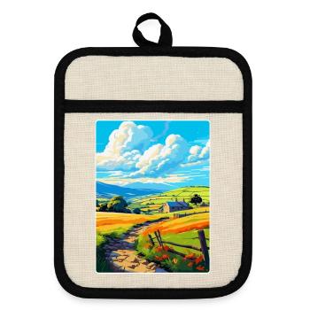 Leyburn England Uk Vintage Reiseplakat Souvenir - Topflappen mit Gummirückseite - Leinen/Schwarz  - Vorne