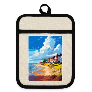 Hythe England Uk Vintage Reiseplakat Souvenir - Topflappen mit Gummirückseite - Leinen/Schwarz  - Vorne