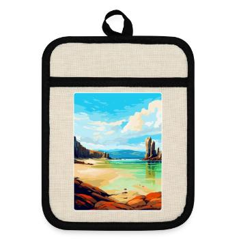 Isle Of Lewis Scotland Uk Vintage Travel Poster - Pot holders with rubber back - linen/black  - Front