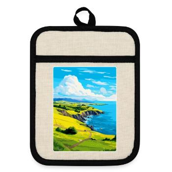 Isle Of Seil Scotland Uk Vintage Travel Poster WPA - Pot holders with rubber back - linen/black  - Front