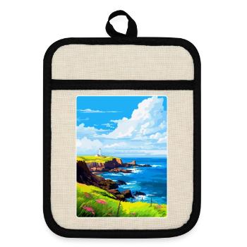 Lizard Point England Uk Vintage Reiseposter WPA - Topflappen mit Gummirückseite - Leinen/Schwarz  - Vorne