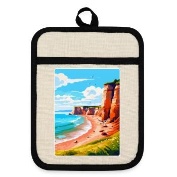 Torquay Cliffs England Uk Vintage Travel Poster - Pot holders with rubber back - linen/black  - Front