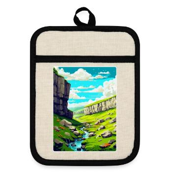 Malham Cove England Uk Vintage Reiseposter WPA - Topflappen mit Gummirückseite - Leinen/Schwarz  - Vorne