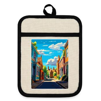 Petworth England Uk Vintage Reiseplakat Souvenir - Topflappen mit Gummirückseite - Leinen/Schwarz  - Vorne