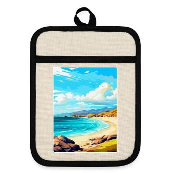 Isle Of Harris Schottland Vereinigtes Königreich Vintage Reiseposter - Topflappen mit Gummirückseite - Leinen/Schwarz  - Vorne