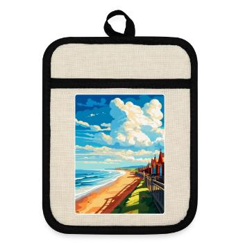 Saltburn By The Sea Angleterre Royaume-Uni Affiche de voyage WPA - Maniques avec dos en caoutchouc - lin/noir  - Devant