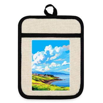Isle Of Bute Scotland Uk Vintage Travel Poster WPA - Pot holders with rubber back - linen/black  - Front