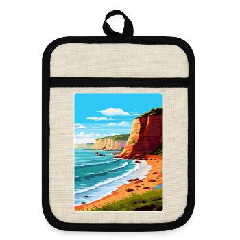 Torquay Cliffs England Uk Vintage Travel Poster - Pot holders with rubber back - linen/black  - Front