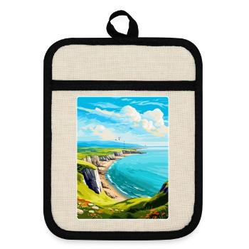 Great Orme Wales Uk Vintage Travel Poster Souvenir - Pot holders with rubber back - linen/black  - Front
