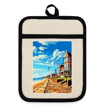 Herne Bay Angleterre Royaume-Uni Affiche de voyage vintage WPA Art - Maniques avec dos en caoutchouc - lin/noir  - Devant
