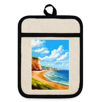 Torquay Cliffs England Uk Vintage Travel Poster - Pot holders with rubber back - linen/black  - Front