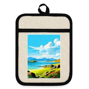 Isle Of Jura Schottland Vereinigtes Königreich Vintage Reiseposter WPA - Topflappen mit Gummirückseite - Leinen/Schwarz  - Vorne