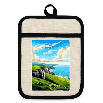 Great Orme Wales Uk Vintage Travel Poster Souvenir - Pot holders with rubber back - linen/black  - Front