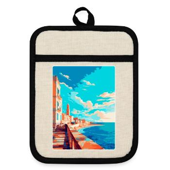 Cadix Espagne Affiche de voyage vintage WPA Art Souvenir - Maniques avec dos en caoutchouc - lin/noir  - Devant