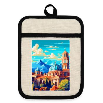 Sofia Bulgarien Vintage Reiseplakat Souvenir WPA - Topflappen mit Gummirückseite - Leinen/Schwarz  - Vorne