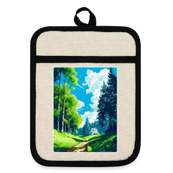 Affiche de voyage vintage des bois de Vienne en Autriche Art WPA - Maniques avec dos en caoutchouc - lin/noir  - Devant