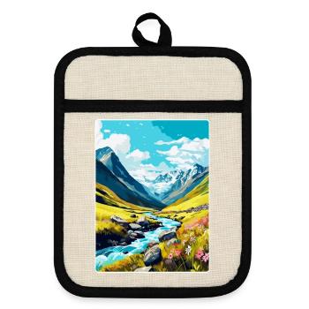Hohe Tauern Österreich Vintage Reiseplakat Souvenir - Topflappen mit Gummirückseite - Leinen/Schwarz  - Vorne