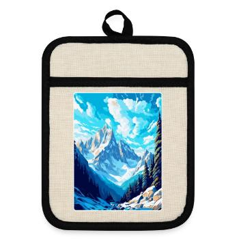 Chamonix Frankreich Vintage Reiseposter Souvenir WPA - Topflappen mit Gummirückseite - Leinen/Schwarz  - Vorne