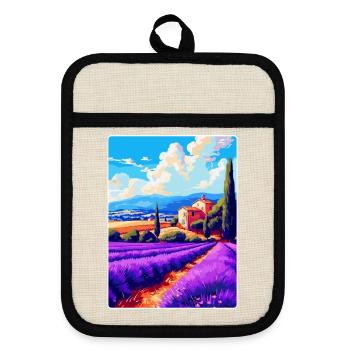 Provence France Vintage Travel Poster Souvenir WPA - Pot holders with rubber back - linen/black  - Front