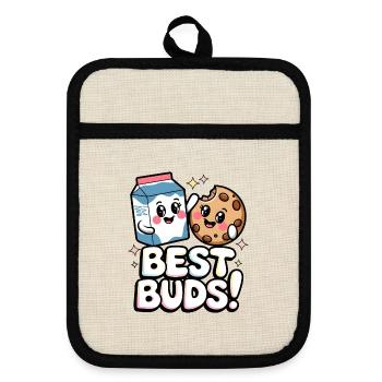 Beste Kumpels! - Topflappen mit Gummirückseite - Leinen/Schwarz  - Vorne
