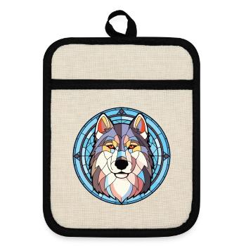 Alaskan Malamute Hunderasse Aquarell Illustration - Topflappen mit Gummirückseite - Leinen/Schwarz  - Vorne
