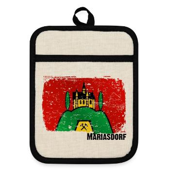the market town of Mariasdorf in southern Burgenland - Pot holders with rubber back - linen/black  - Front