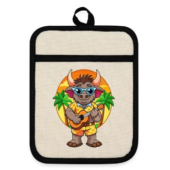 Lunettes de soleil de plage d’été Funny Buffalo Cartoon - Maniques avec dos en caoutchouc - lin/noir  - Devant