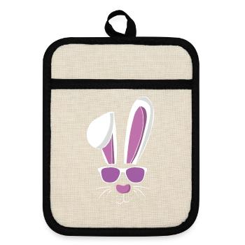 Cool ski and Easter - Pot holders with rubber back - linen/black  - Front