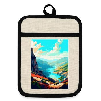 Geres Nationalpark Portugal Vintage Reiseplakat - Topflappen mit Gummirückseite - Leinen/Schwarz  - Vorne