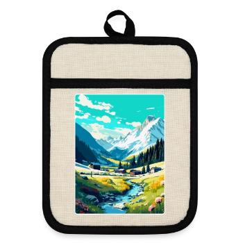 Arosa Suisse Affiche de voyage vintage souvenir - Maniques avec dos en caoutchouc - lin/noir  - Devant