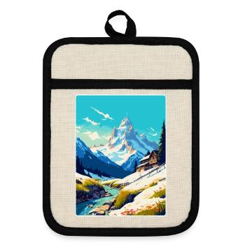 Chamonix France Affiche de voyage vintage Souvenir WPA - Maniques avec dos en caoutchouc - lin/noir  - Devant