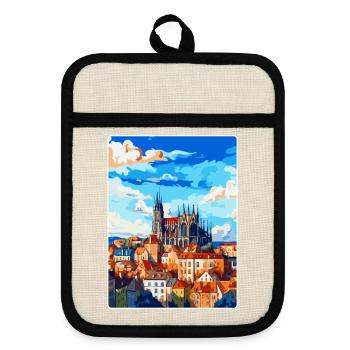 Kutná Hora Tschechische Republik Vintage Reiseposter - Topflappen mit Gummirückseite - Leinen/Schwarz  - Vorne