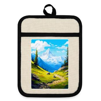 Gran Paradiso Italy Vintage Travel Poster Souvenir - Pot holders with rubber back - linen/black  - Front