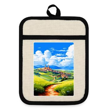 Castilla Y Leon Spain Vintage Travel Poster WPA - Pot holders with rubber back - linen/black  - Front