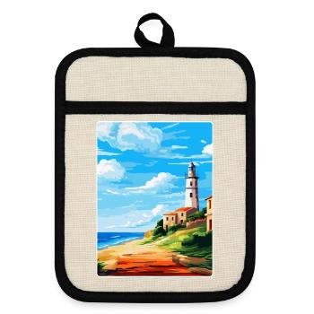 Faro Portugal Vintage Travel Poster WPA Souvenir - Pot holders with rubber back - linen/black  - Front