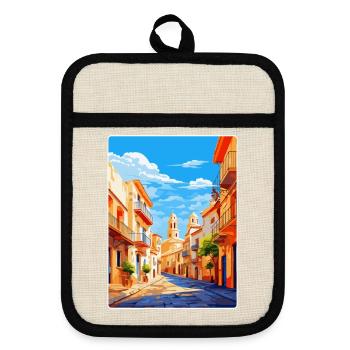 Alicante Espagne Affiche de voyage vintage Souvenir WPA - Maniques avec dos en caoutchouc - lin/noir  - Devant