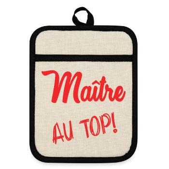 MEISTER. MEISTER. VIELEN DANK. DANKE, MEISTER - Topflappen mit Gummirückseite - Leinen/Schwarz  - Vorne