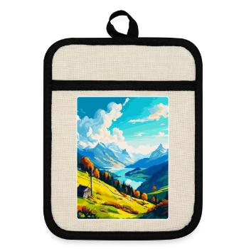 Stanserhorn Suisse Affiche de voyage vintage WPA - Maniques avec dos en caoutchouc - lin/noir  - Devant